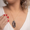 Kit Geodo de Ágata: Colar, Anel Ajustável e Brinco folheados em ouro 18k - Image 6