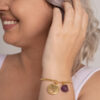 Pulseira Ametista com Pingente Ho'oponopono folheada em ouro 18k - Image 3