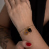 Pulseira Entrelaçada Olho Grego com Obsidiana Negra folheada em ouro 18k