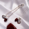 Kit 2 Peças Signo de Áries - Pulseira + Colar Jaspe Vermelha folheado em prata