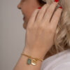 Pulseira folheada em ouro 18k Signo de Câncer - Quartzo Verde