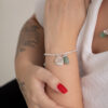 Pulseira folheada em prata Signo de Câncer - Quartzo Verde
