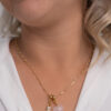 Colar Coleção Amor de Mãe Quartzo Rosa + Menino folheado em ouro 18k