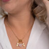 Colar Coleção Amor de Mãe Quartzo Rosa + 2 Meninas folheado em ouro 18k