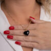 Colar Proteção com Obsidiana Negra em Coração P folheado em ouro 18k - Image 4