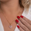 Colar 18k Amor com Quartzo Rosa em Coração P folheado em ouro 18k