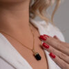 Colar Ponta de Obsidiana Negra folheado em ouro 18k