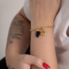 Pulseira folheada em ouro 18k Signo de Escorpião - Obsidiana - Image 2