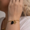Pulseira folheada em ouro 18k Signo de Escorpião - Obsidiana