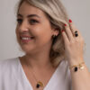 Pulseira folheada em ouro 18k Signo de Escorpião - Obsidiana - Image 3