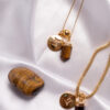 Kit 2 Peças Signo de Gêmeos - Pulseira + Colar Olho de Tigre folheado em ouro 18k
