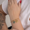 Pulseira folheada em ouro 18k Signo de Libra - Quartzo Verde