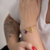 Pulseira folheada em ouro 18k Signo de Peixes - Ametista - Image 2