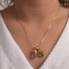 Kit 2 Peças Signo de Peixes - Pulseira + Colar Ametista folheado em ouro 18k - Image 4
