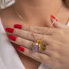 Kit 2 Peças Signo de Peixes - Pulseira + Colar Ametista folheado em ouro 18k - Image 2