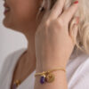 Pulseira folheada em ouro 18k Signo de Peixes - Ametista
