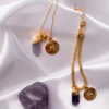 Kit 2 Peças Signo de Peixes - Pulseira + Colar Ametista folheado em ouro 18k