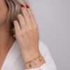 Pulseira Coleção Amor de Mãe Quartzo Rosa + 2 Meninas folheado em ouro 18k - Image 2