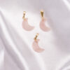 Pingente Lua Quartzo Rosa dourado