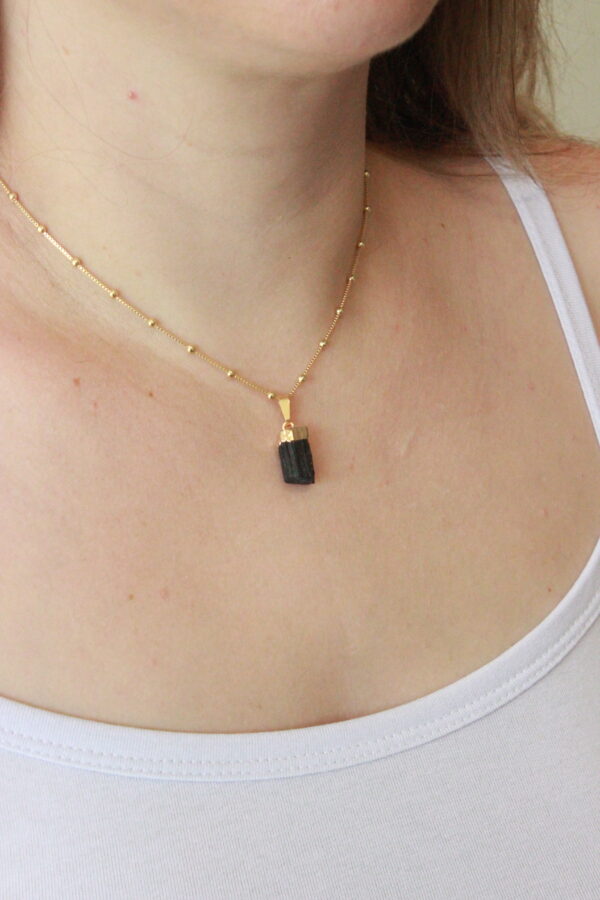 Choker Turmalina Negra folheada em ouro 18k