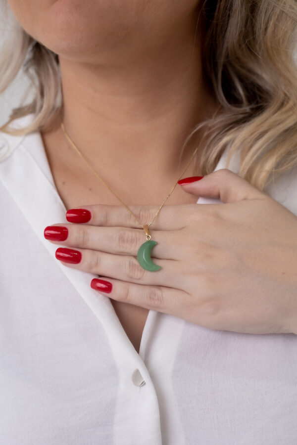 Colar Lua Quartzo Verde folheado em ouro 18k