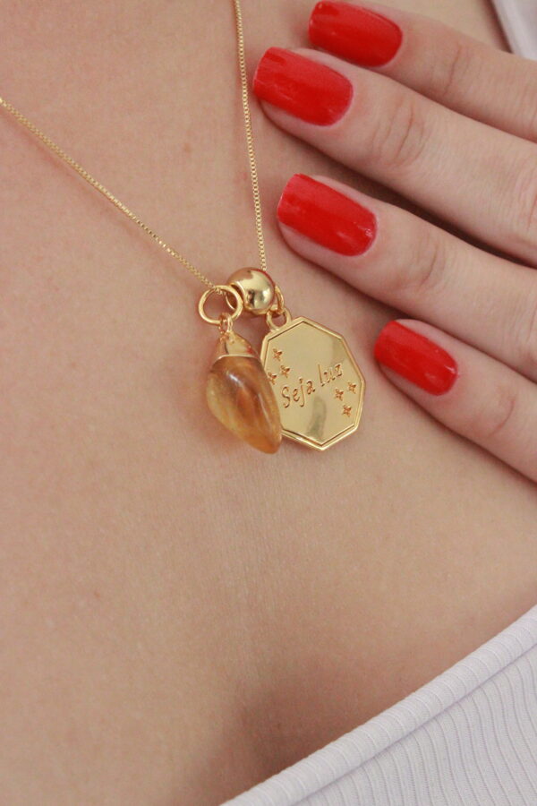 Colar Citrino Seja Luz folheado em ouro 18k - Imagem 3