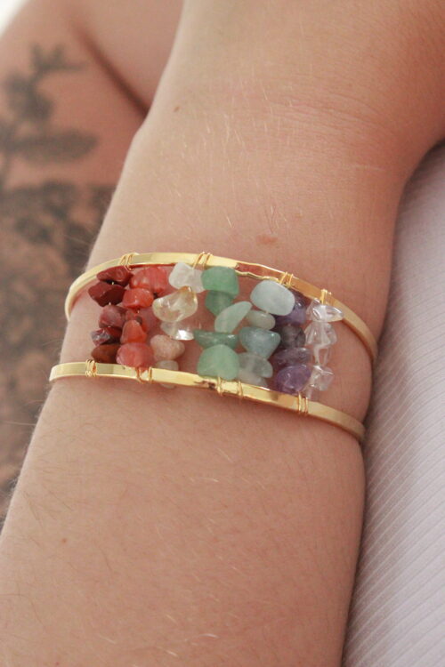 Bracelete Ajustável 7 Chakras folheado em ouro 18k